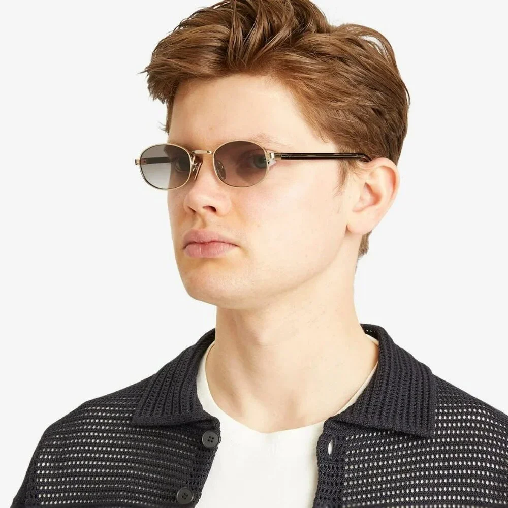 Prada Sunglasses – Silver Oval Frame Gradient Brown Lenses | Model PRB53S 1BC80K